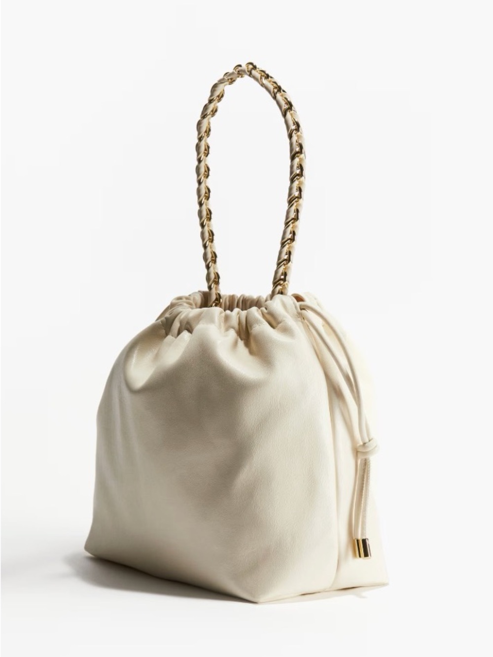 H&M Cream Shoulder Bag with Gold Chain Handle